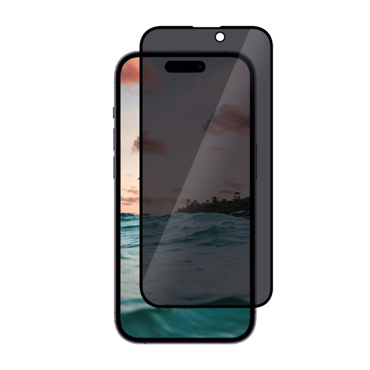 Skärmskydd iPhone 15/16 Plus - Privacy 3D Härdat Glas (miljö)