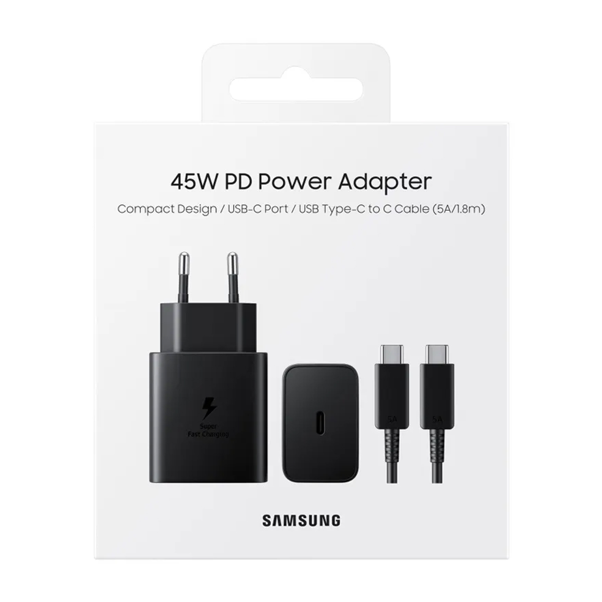 Samsung Snabbladdare GaN 45W med Laddkabel USB-C - Svart