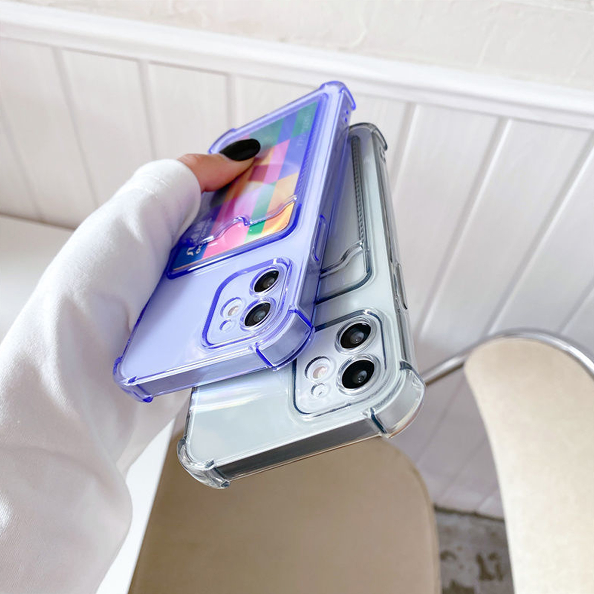 iPhone 11 Stöttåligt Skal med Korthållare - Lila
