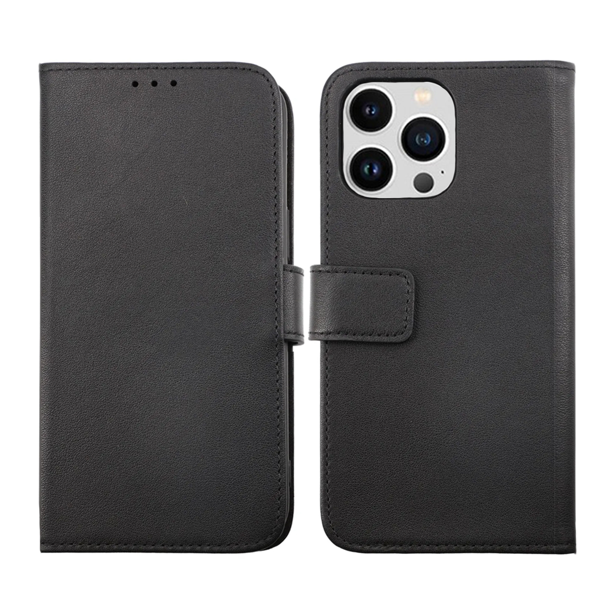 iPhone 14 Pro Max Plånboksfodral Läder Rvelon - Svart